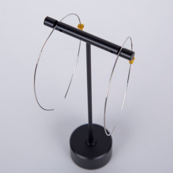 BNWT FREE PEOPLE LIGHTWEIGHT SILVER OPEN OVAL HOOPS PLASTIC ADJUSTABLE BACKING - Picture 3 of 6